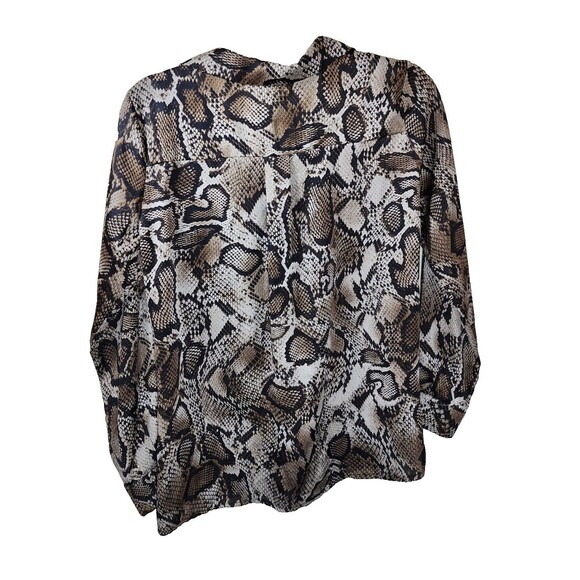La Vie En Blanc Womens S Snake Print Button Down Blouse Shirt Long Sleeve T1 - Picture 4 of 6
